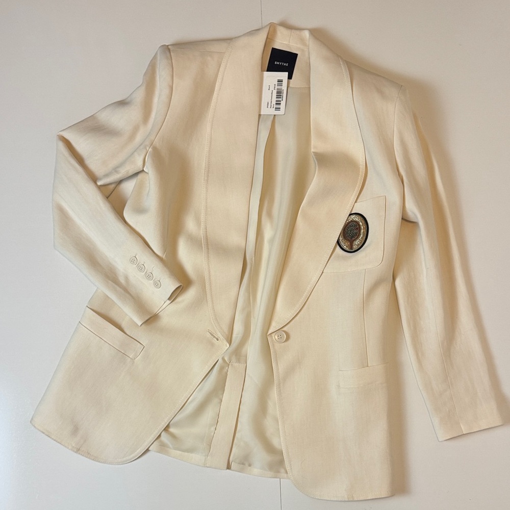 SMYTHE - NWT Bullion Tennis Patch Ovresized Blazer Cream